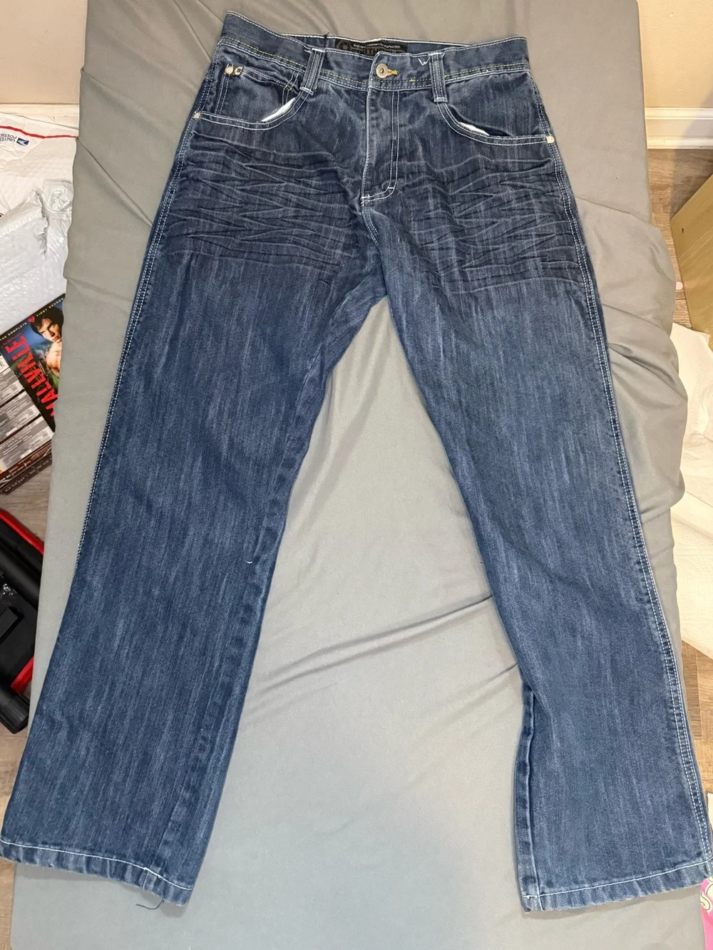 South Pole Men's Straight Leg Denim Jeans - Dark Blue Wash
